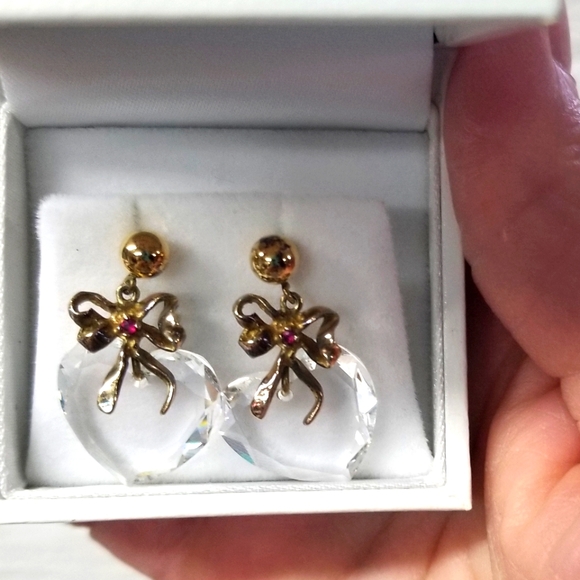 Vintage Lenox crystal heart earrings - Picture 7 of 11